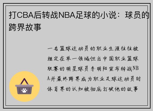 打CBA后转战NBA足球的小说：球员的跨界故事